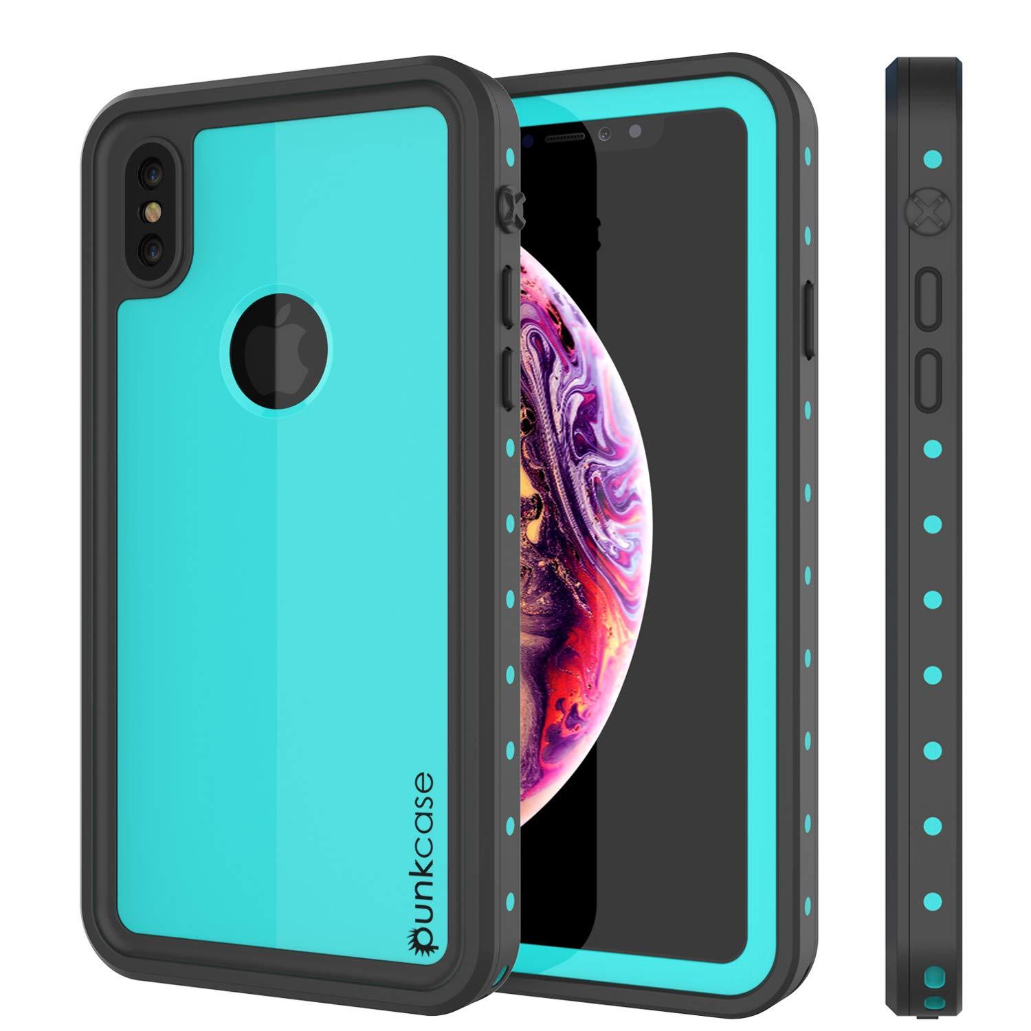 Capa à prova d'água IP68 para iPhone XS Max, Punkcase [Teal] [Série StudStar] [Ajuste fino] [À prova de sujeira]