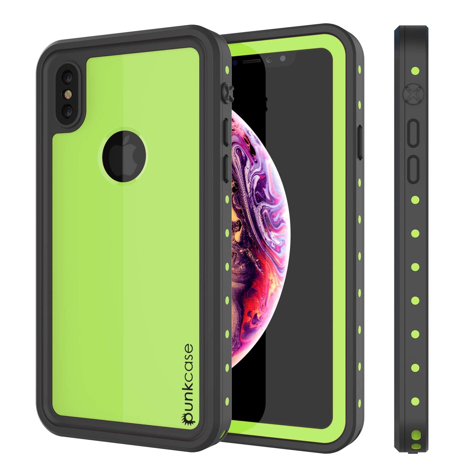 Capa à prova d'água IP68 para iPhone XS Max, Punkcase [verde claro] [Série StudStar] [Ajuste Slim] [Prova de sujeira]