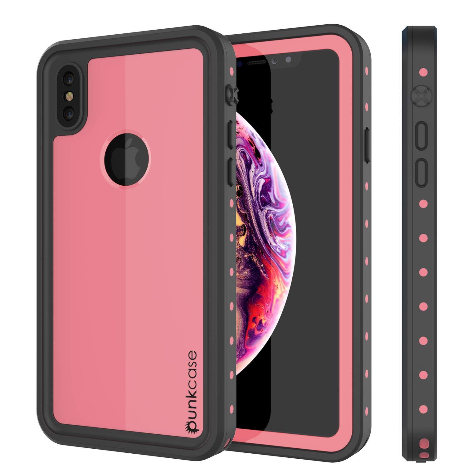 Capa à prova d'água IP68 para iPhone XS Max, Punkcase [Cor-de-rosa] [Série StudStar] [Ajuste Slim] [à prova de sujeira]