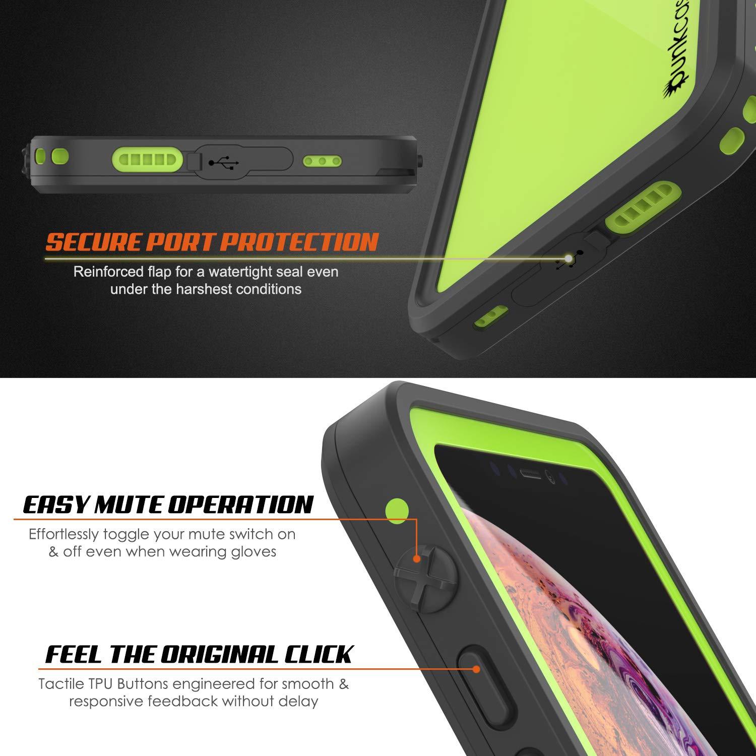 Capa à prova d'água IP68 para iPhone XS Max, Punkcase [verde claro] [Série StudStar] [Ajuste Slim] [Prova de sujeira]