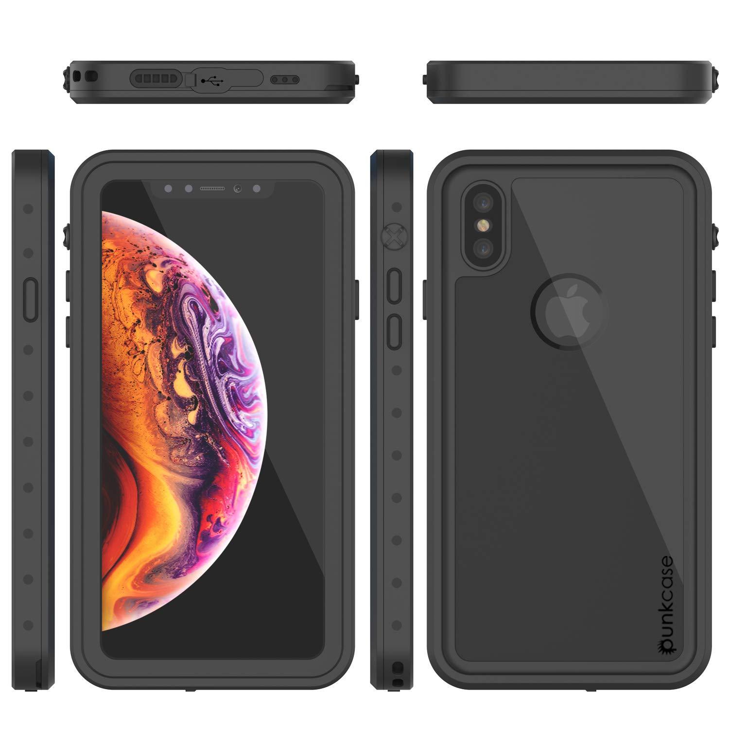 Capa à prova d'água IP68 para iPhone XS Max, Punkcase [Preto] [Série StudStar] [Ajuste Slim] [À prova de sujeira]