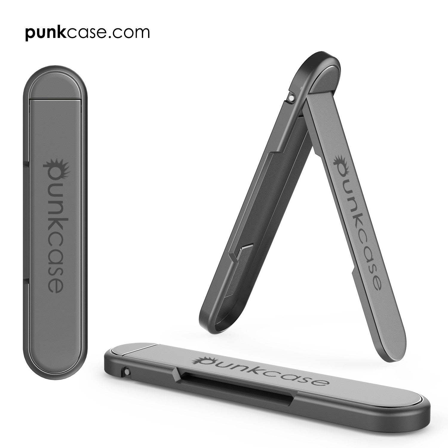 PUNKCASE FlickStick Universal Cell Phone Kickstand for all Mobile Phones & Cases with Flat Backs, One Finger Operation (Charcoal) (Color in image: White)
