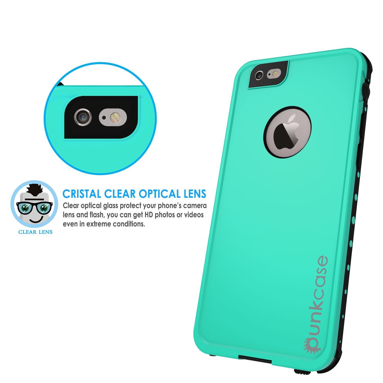 iPhone 6s/6 Waterproof Case, PunkCase StudStar Teal w/ Attached Screen Protector | Lifetime Warranty (Color in image: light green)