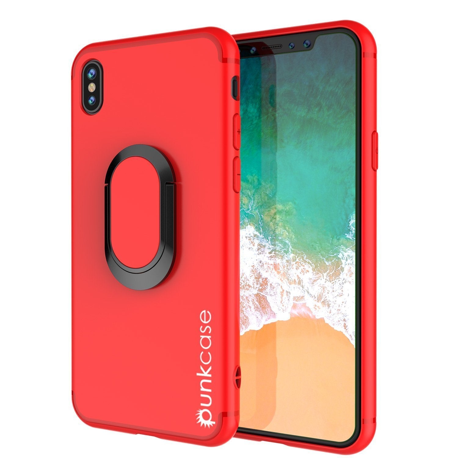 Capa iPhone X, Punkcase Magnetix Protetora TPU com Suporte, Protetor de Tela de Vidro Temperado [Vermelho]