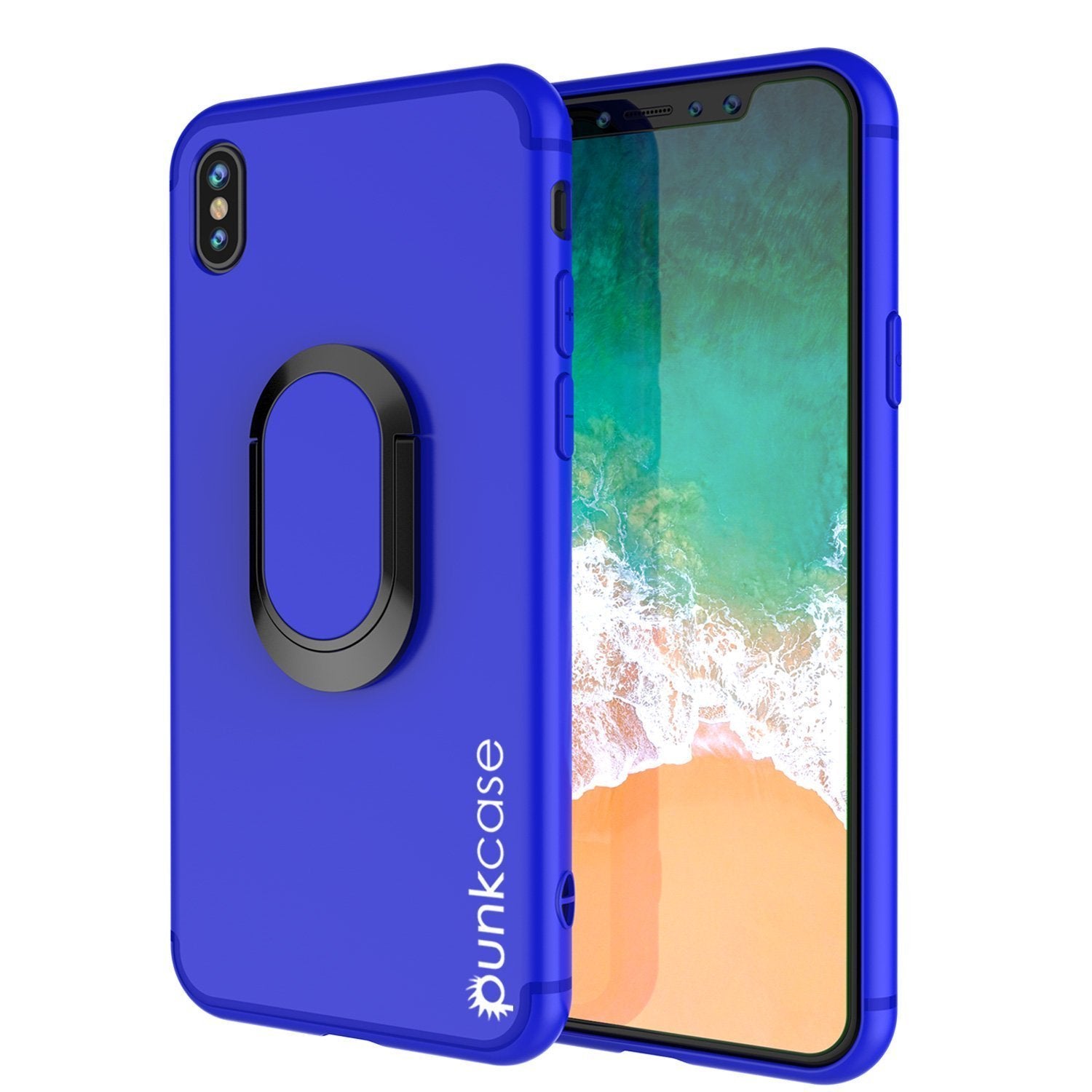 Capa iPhone X, Punkcase Magnetix Protetora TPU Com Suporte, Protetor de Tela de Vidro Temperado [Azul]
