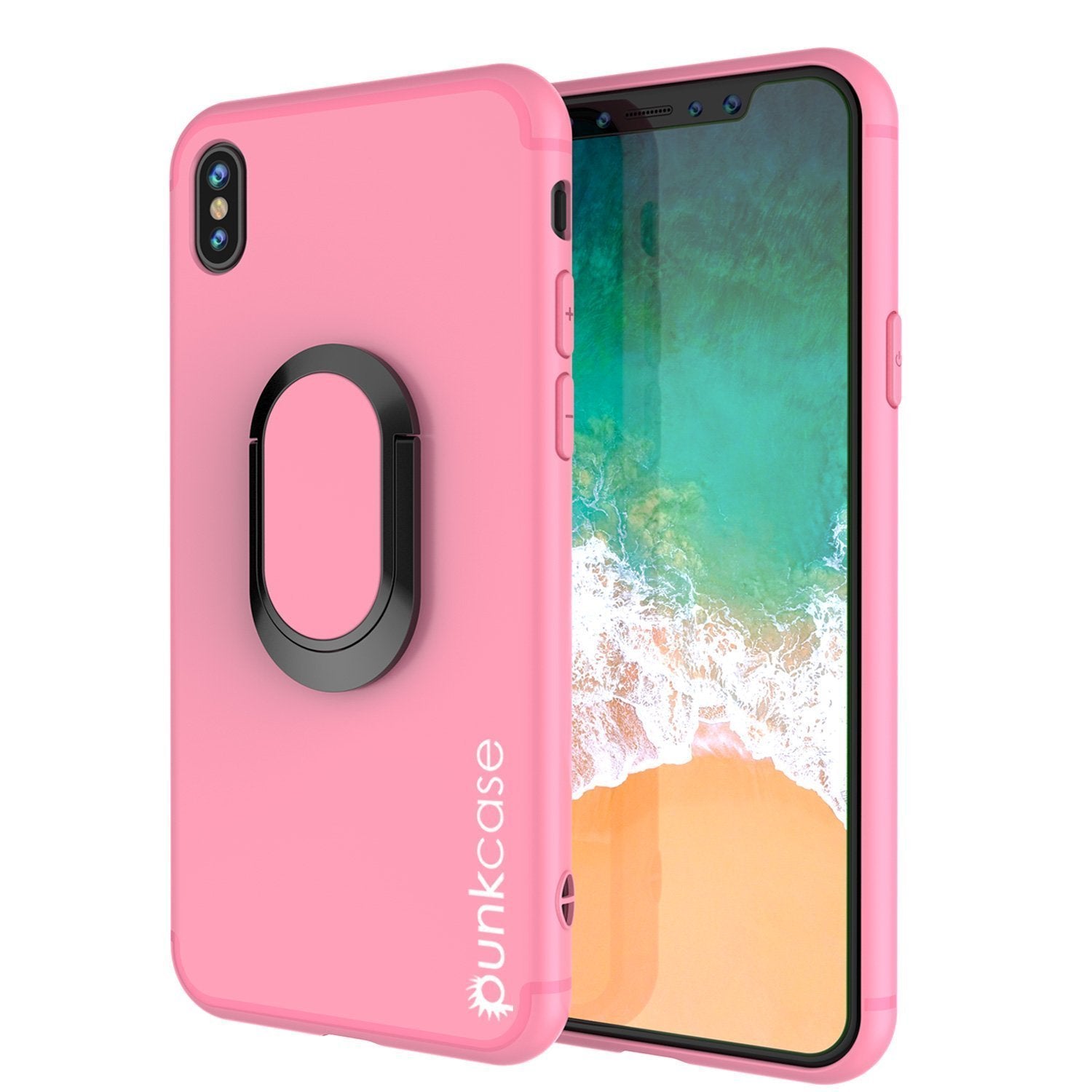 Capa iPhone X, Punkcase Magnetix Protetora TPU com Suporte, Protetor de Tela de Vidro Temperado [Rosa]