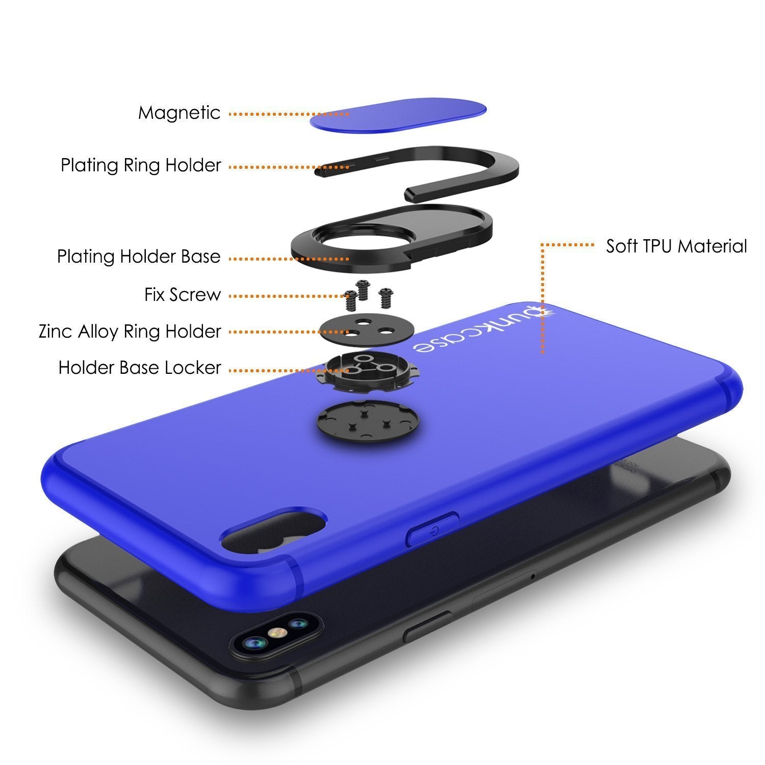 iPhone X Case, Punkcase Magnetix Protective TPU Cover W/ Kickstand, Tempered Glass Screen Protector [Blue] (Color in image: black)