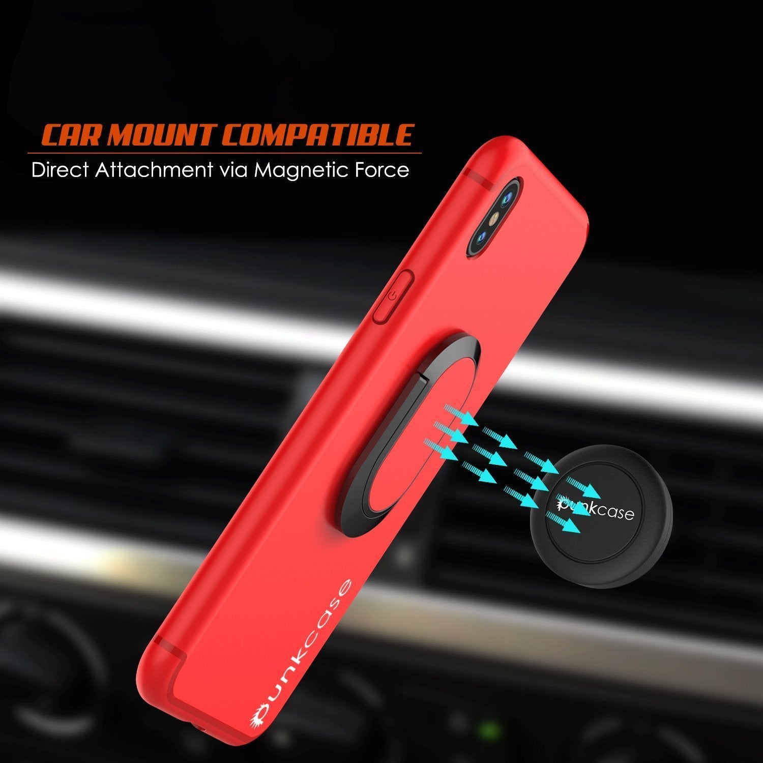 iPhone X Case, Punkcase Magnetix Protective TPU Cover W/ Kickstand, Tempered Glass Screen Protector [Red] (Color in image: blue)