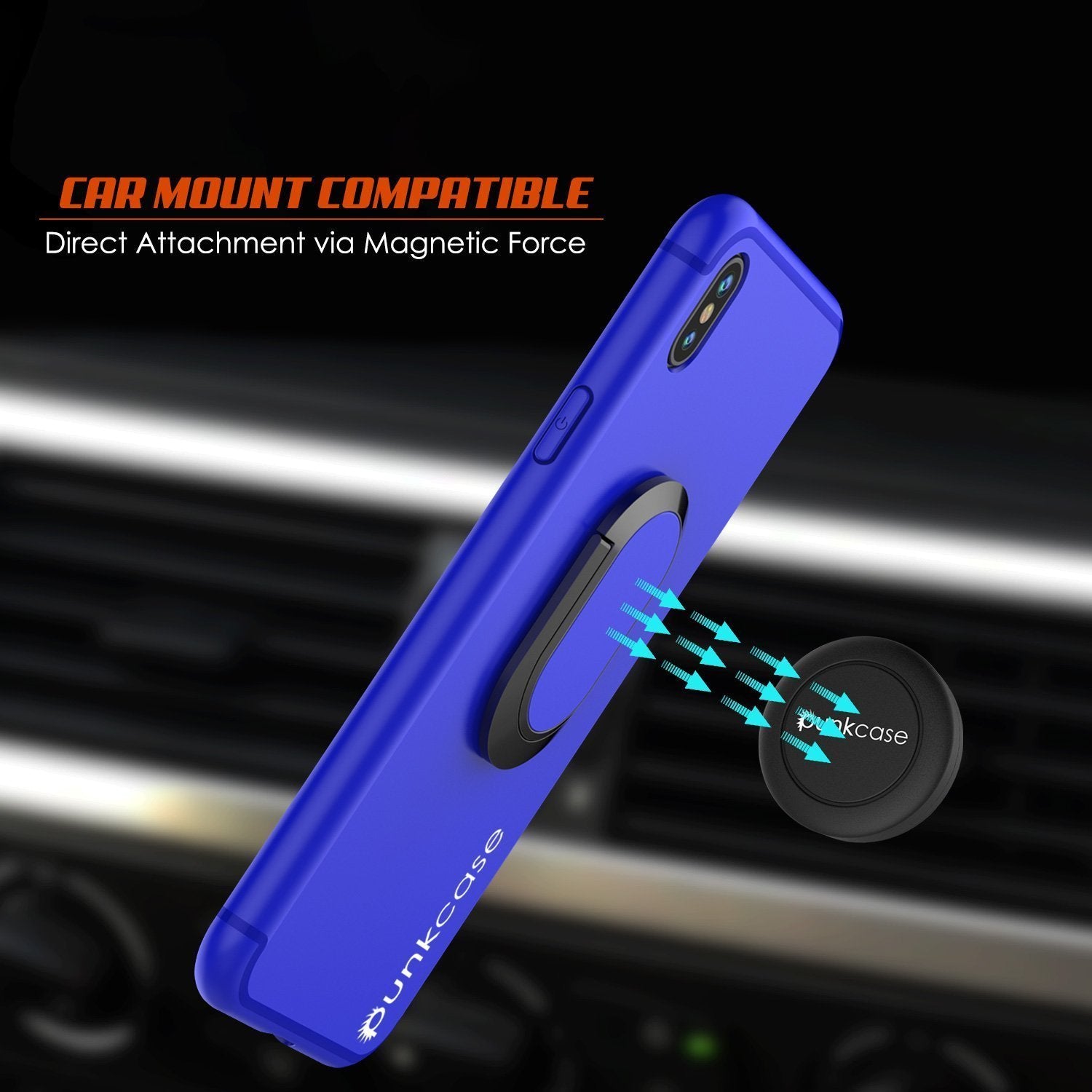 iPhone X Case, Punkcase Magnetix Protective TPU Cover W/ Kickstand, Tempered Glass Screen Protector [Blue] (Color in image: red)