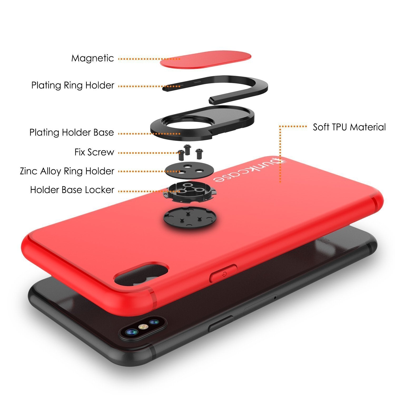 iPhone X Case, Punkcase Magnetix Protective TPU Cover W/ Kickstand, Tempered Glass Screen Protector [Red] (Color in image: pink)
