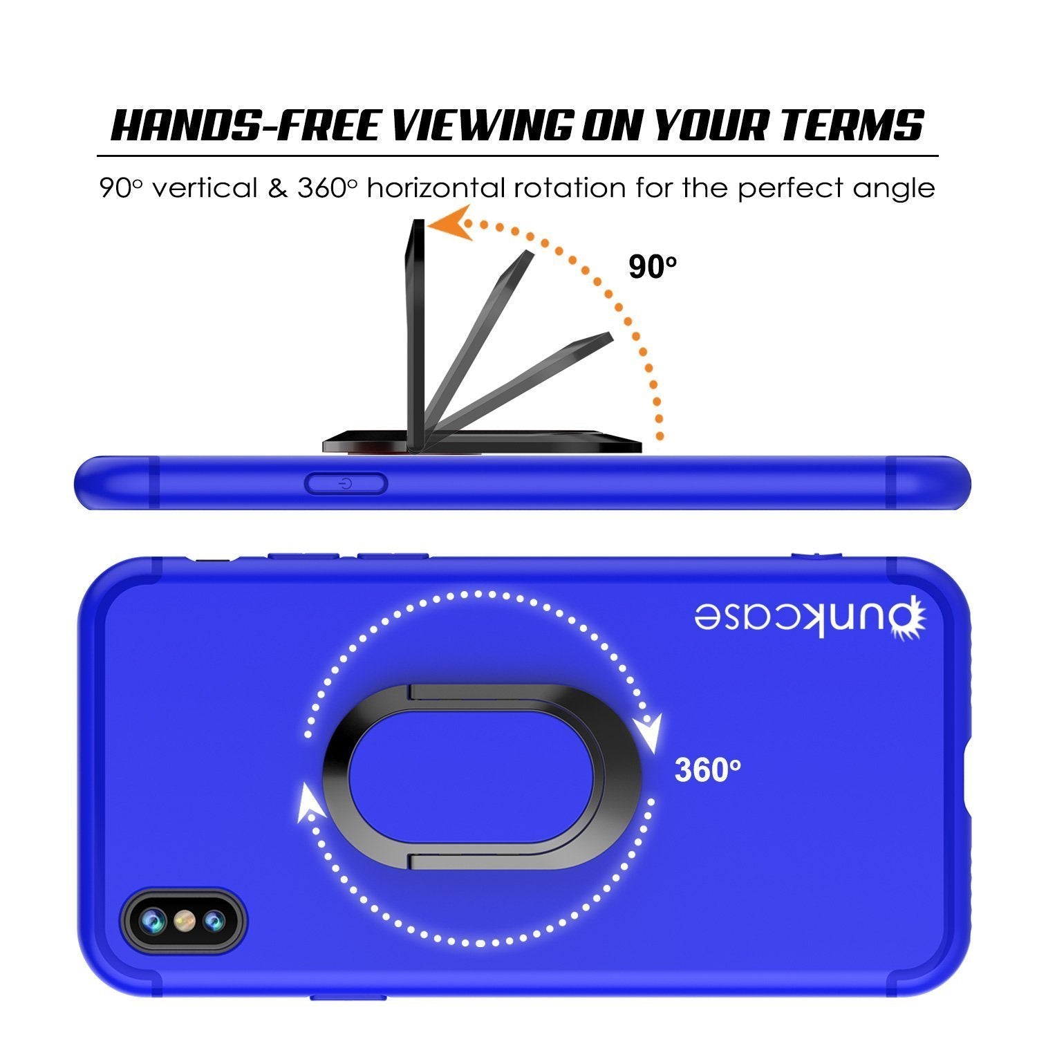 iPhone X Case, Punkcase Magnetix Protective TPU Cover W/ Kickstand, Tempered Glass Screen Protector [Blue] 