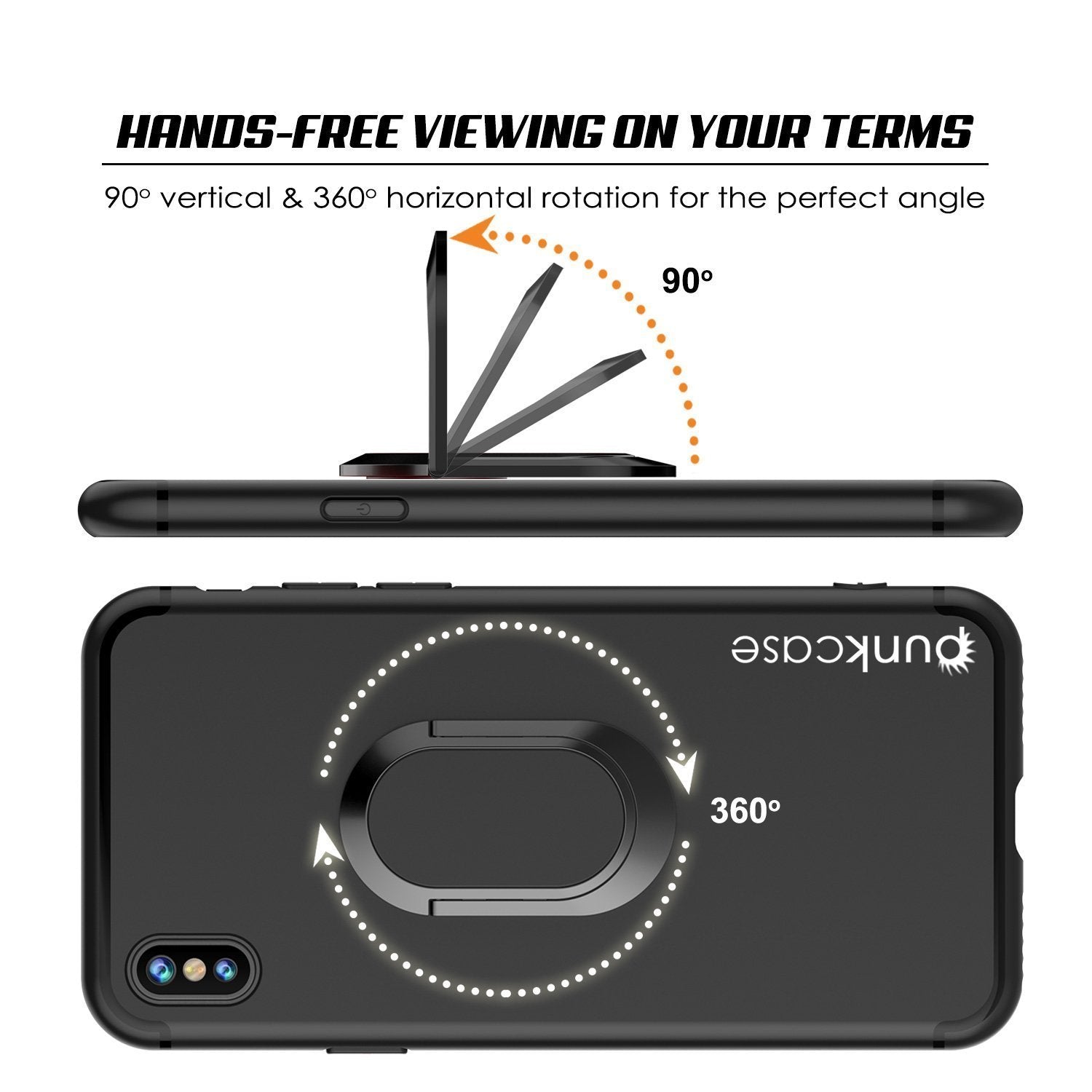 iPhone X Case, Punkcase Magnetix Protective TPU Cover W/ Kickstand, Tempered Glass Screen Protector [Black] 