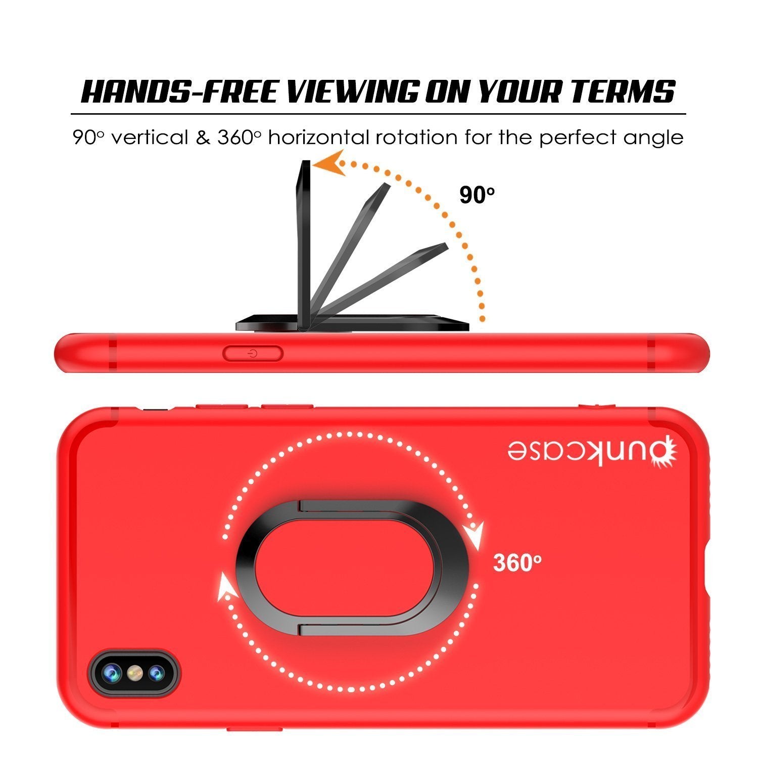 iPhone X Case, Punkcase Magnetix Protective TPU Cover W/ Kickstand, Tempered Glass Screen Protector [Red] 