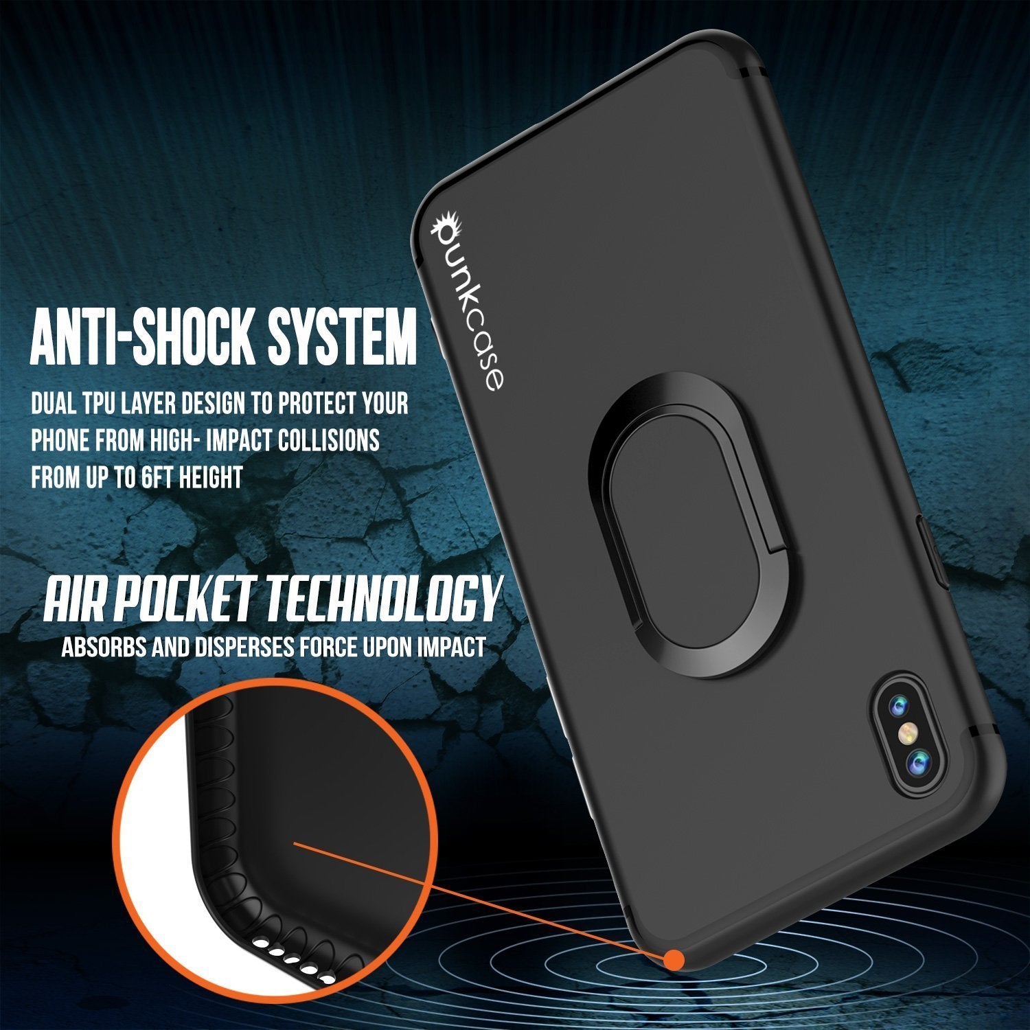 iPhone X Case, Punkcase Magnetix Protective TPU Cover W/ Kickstand, Tempered Glass Screen Protector [Black] 