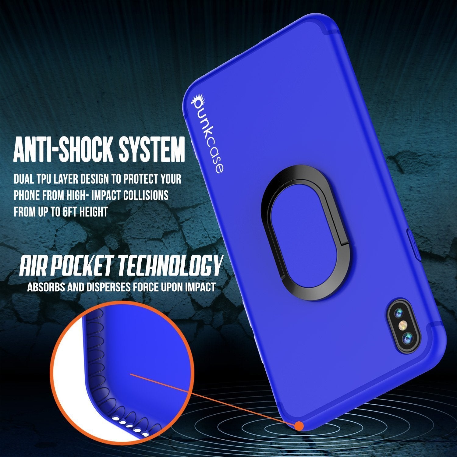 iPhone X Case, Punkcase Magnetix Protective TPU Cover W/ Kickstand, Tempered Glass Screen Protector [Blue] 