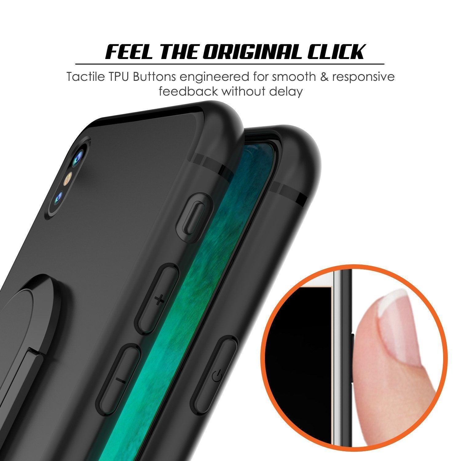 iPhone X Case, Punkcase Magnetix Protective TPU Cover W/ Kickstand, Tempered Glass Screen Protector [Black] 