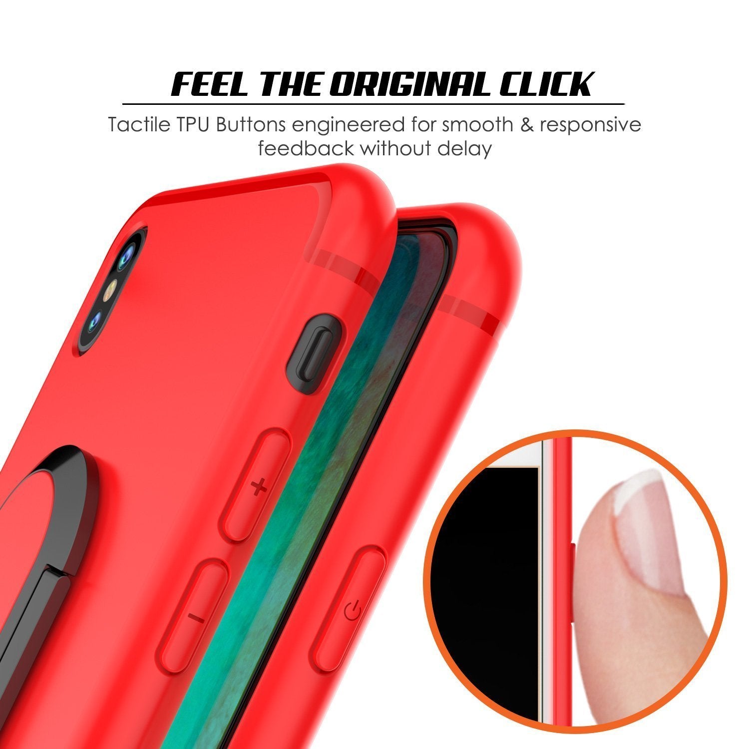 iPhone X Case, Punkcase Magnetix Protective TPU Cover W/ Kickstand, Tempered Glass Screen Protector [Red] 