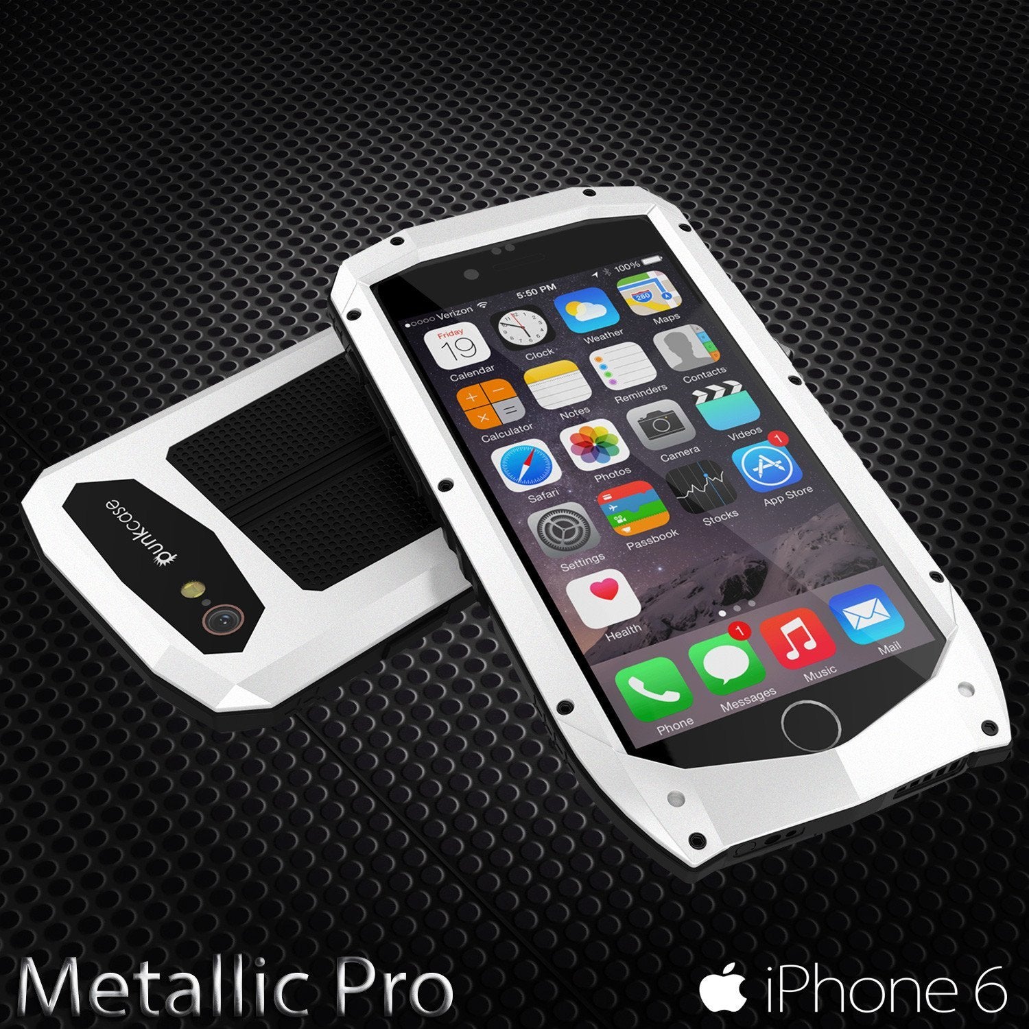 iPhone 6s/6 Case, Punkcase Metallic PRO White Series Cover W/ Attached Screen Protector | Touch-ID (Color in image: Black)