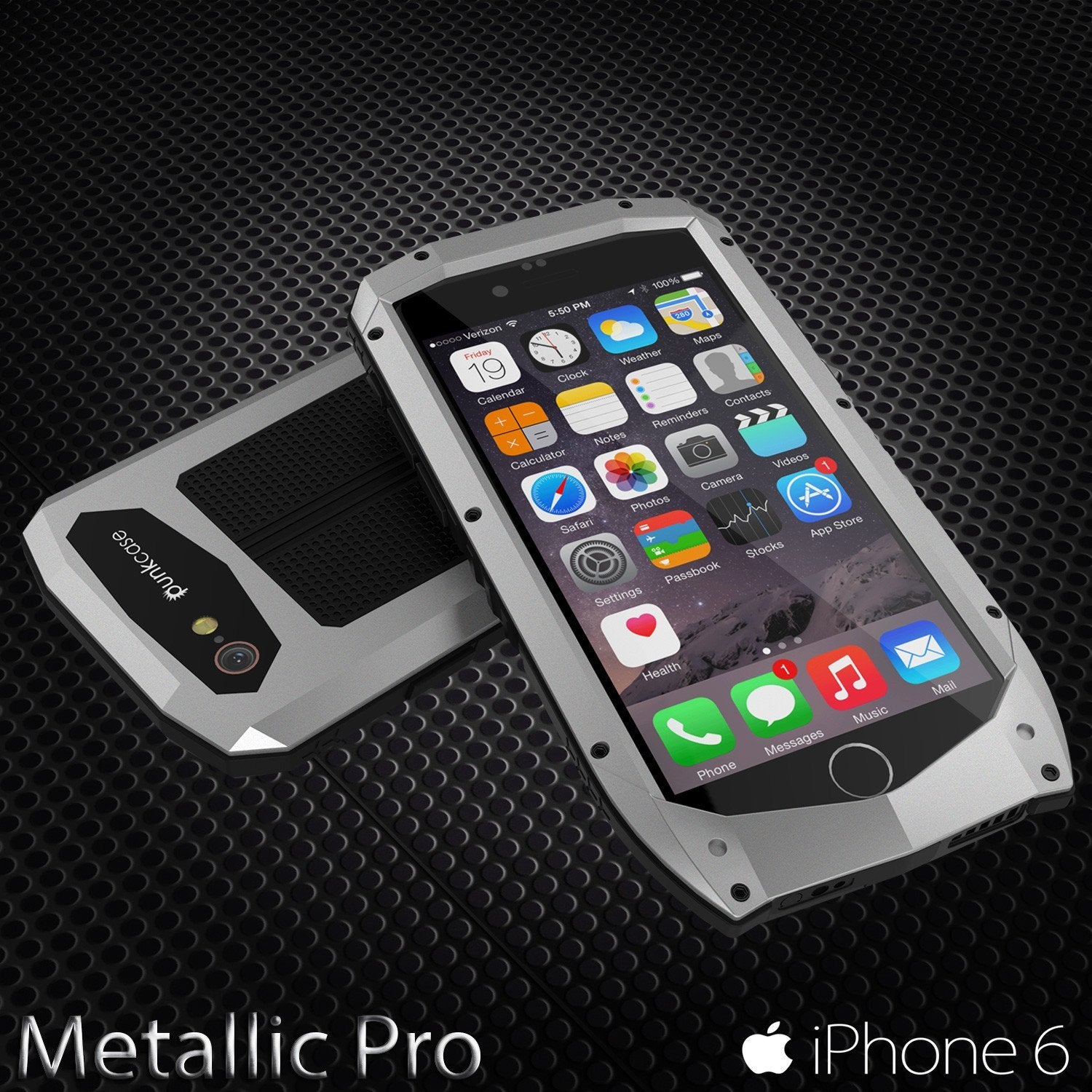 iPhone 6s/6 Case, Punkcase Metallic PRO Silver Series Cover W/ Attached Screen Protector | Touch-ID (Color in image: Neon)