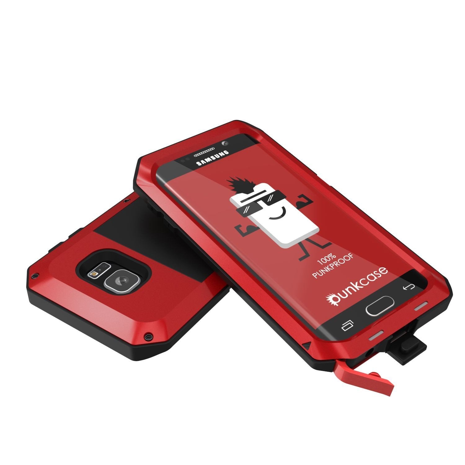 Galaxy S7 EDGE  Case, PUNKcase Metallic Red Shockproof  Slim Metal Armor Case (Color in image: white)