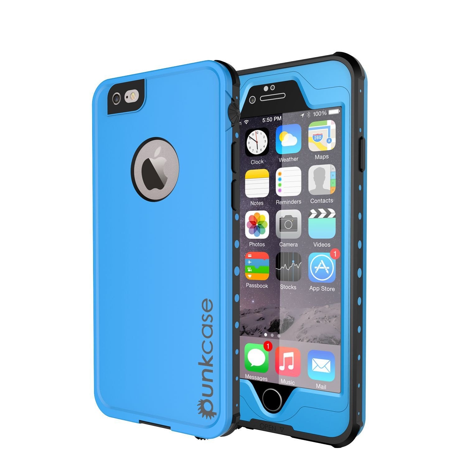 Capa à prova d'água para iPhone 6S+/6+ Plus, PUNKcase StudStar Azul Claro com Protetor de Tela Anexado