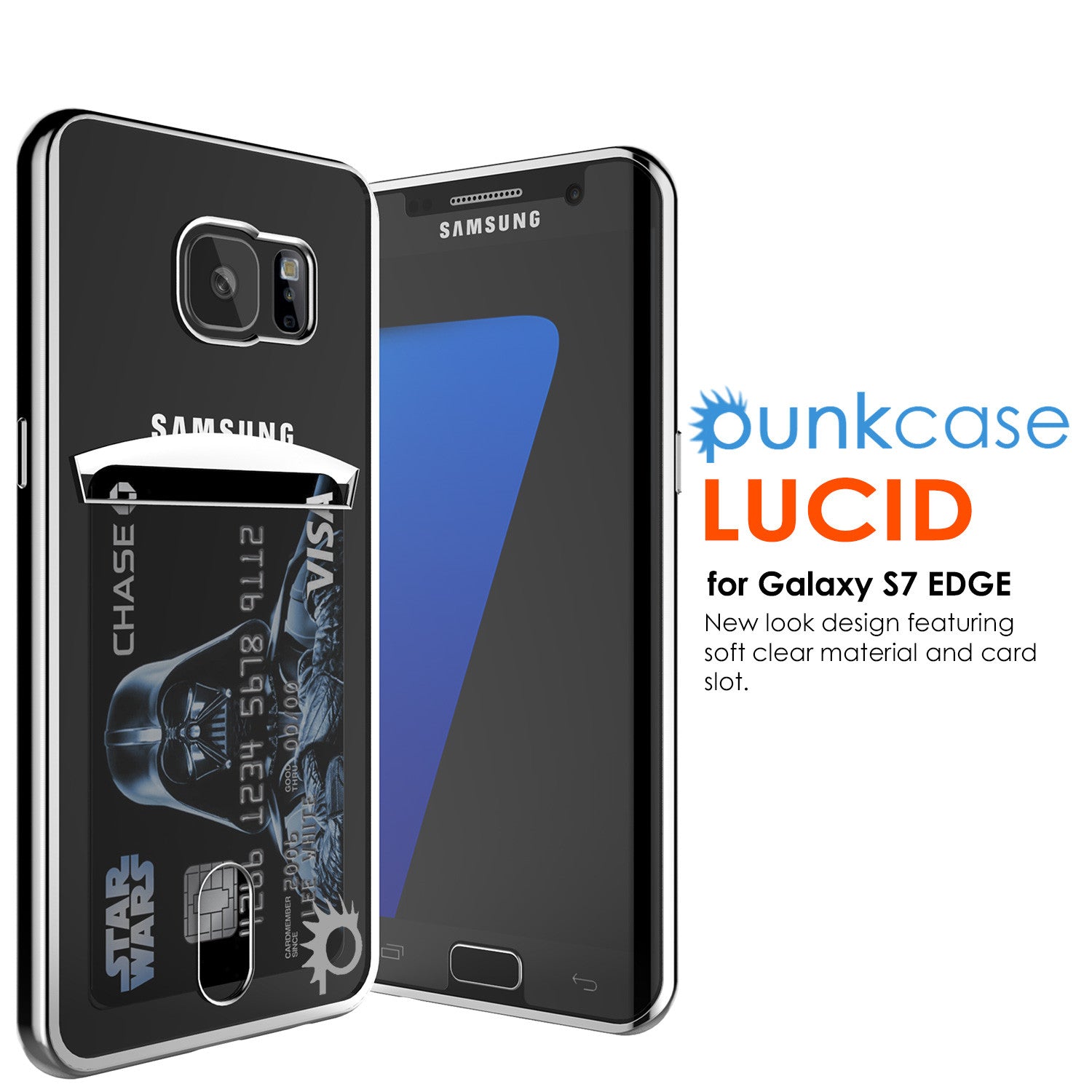 Capa Galaxy S7 EDGE, Série Prateada PUNKCASE® LUCID | Slot para Cartão | Protetor de Tela SHIELD | Ajuste Ultra