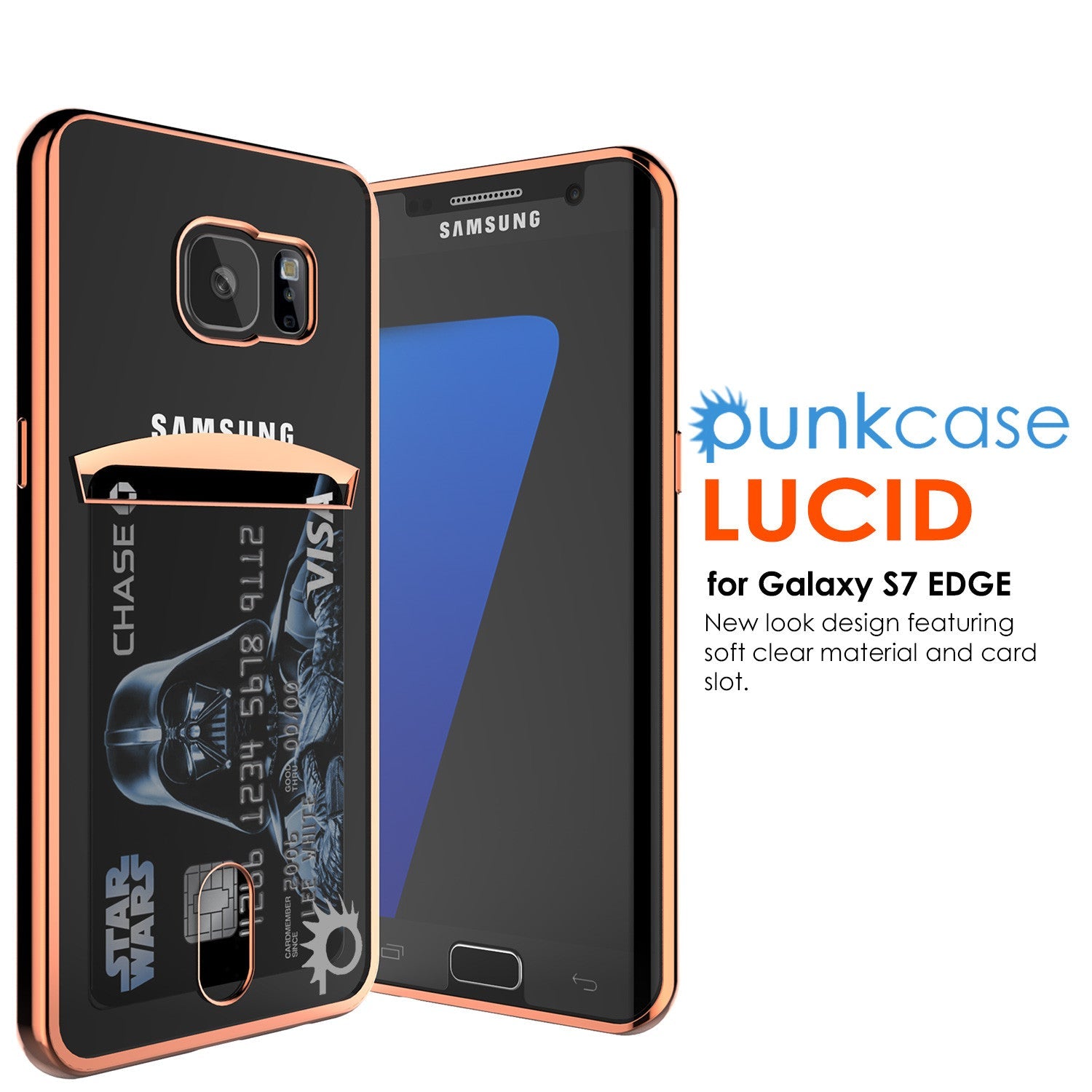 Capa Galaxy S7 EDGE, Série PUNKCASE® LUCID Rose Gold | Slot para Cartão | Protetor de Tela SHIELD