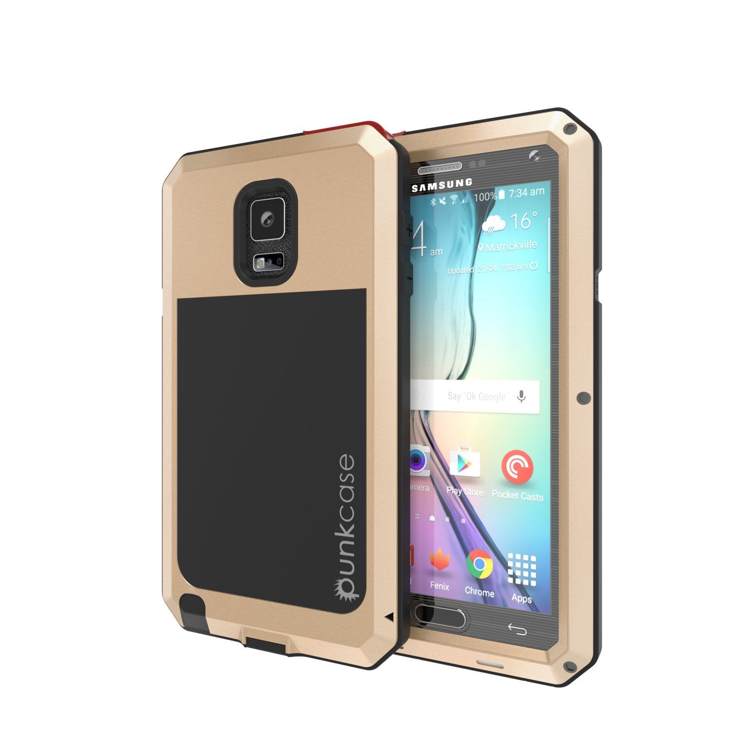 Capa Note 4, Série METALLIC Punkcase® OURO c/ VIDRO TEMPERADO | Estrutura de Alumínio
