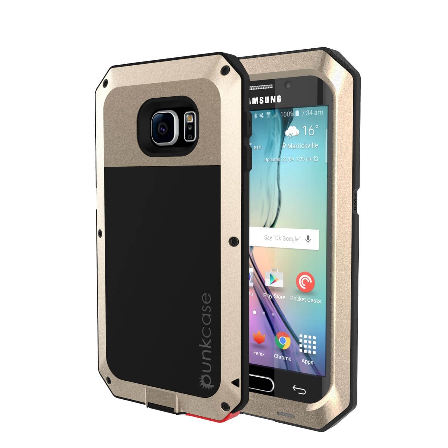 Capa Galaxy S6 EDGE+ Plus, Capa PUNKcase Metálica Dourada à Prova de Choque, Capa de Armadura Metálica Fina