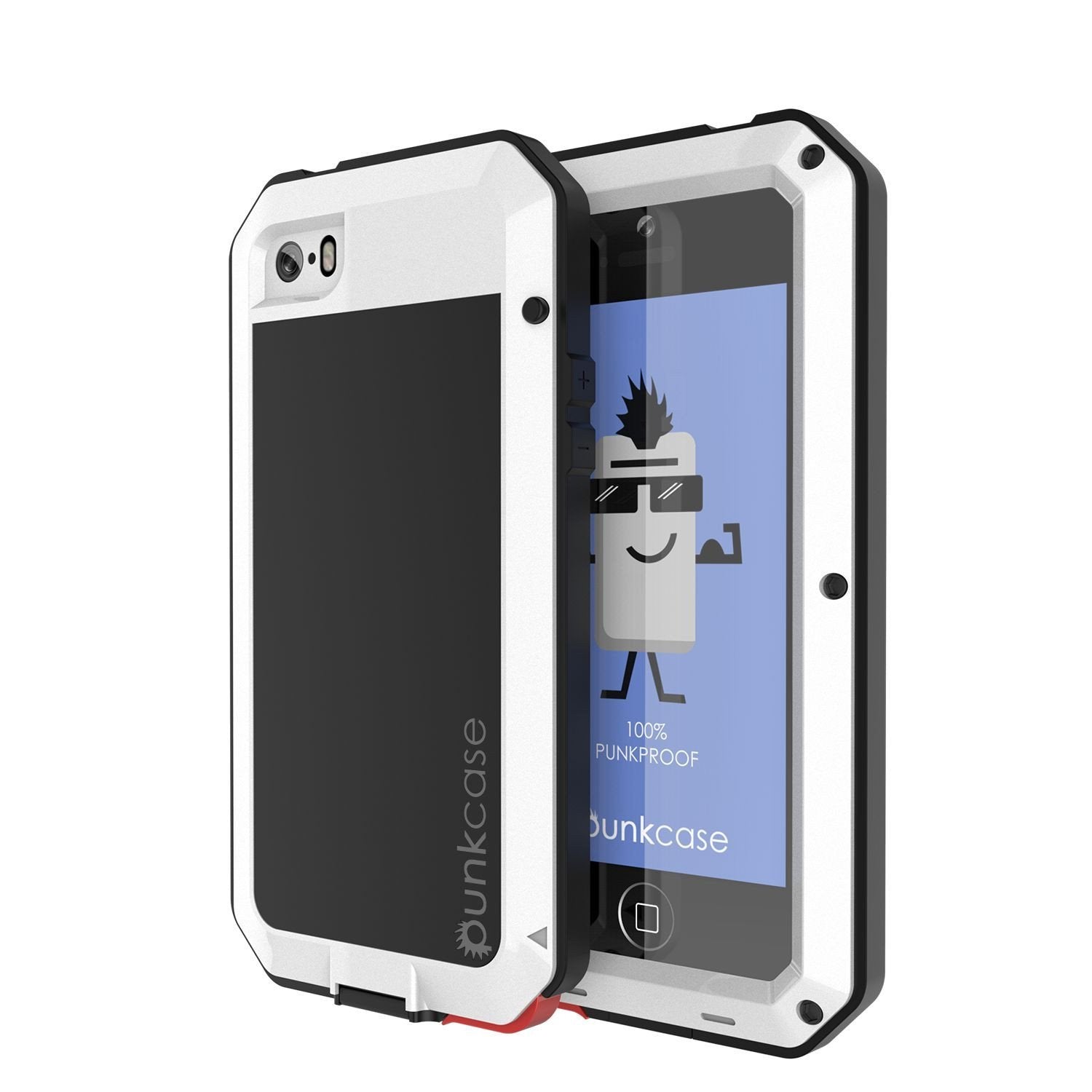 Capa para iPhone SE/5/5s, Série METALLIC da Punkcase® BRANCA com VIDRO TEMPERADO | Moldura de Alumínio