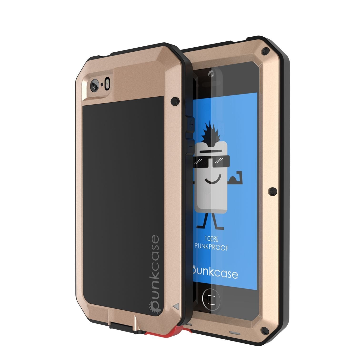 Capa para iPhone SE/5/5s, série METALLIC da Punkcase® DOURADA com VIDRO TEMPERADO | Estrutura de alumínio