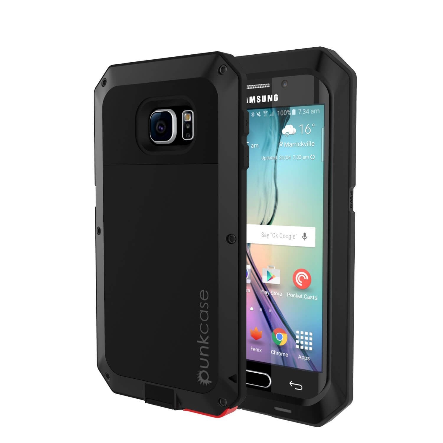 Capa Galaxy S6 EDGE+ Plus, PUNKcase Metálico Preto à Prova de Choque Slim Metal Armor Case