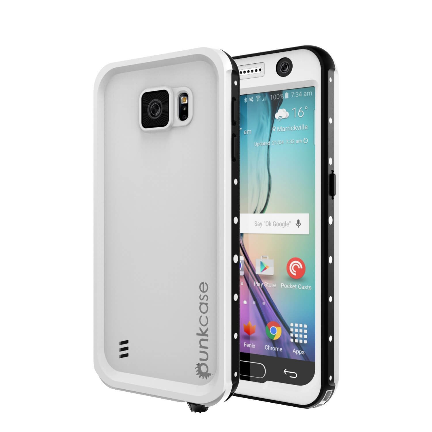 Capa à prova d'água para Galaxy S6, Punkcase StudStar Branca Fina 6.6ft à prova d'água IP68 à prova de choque/sujeira/neve