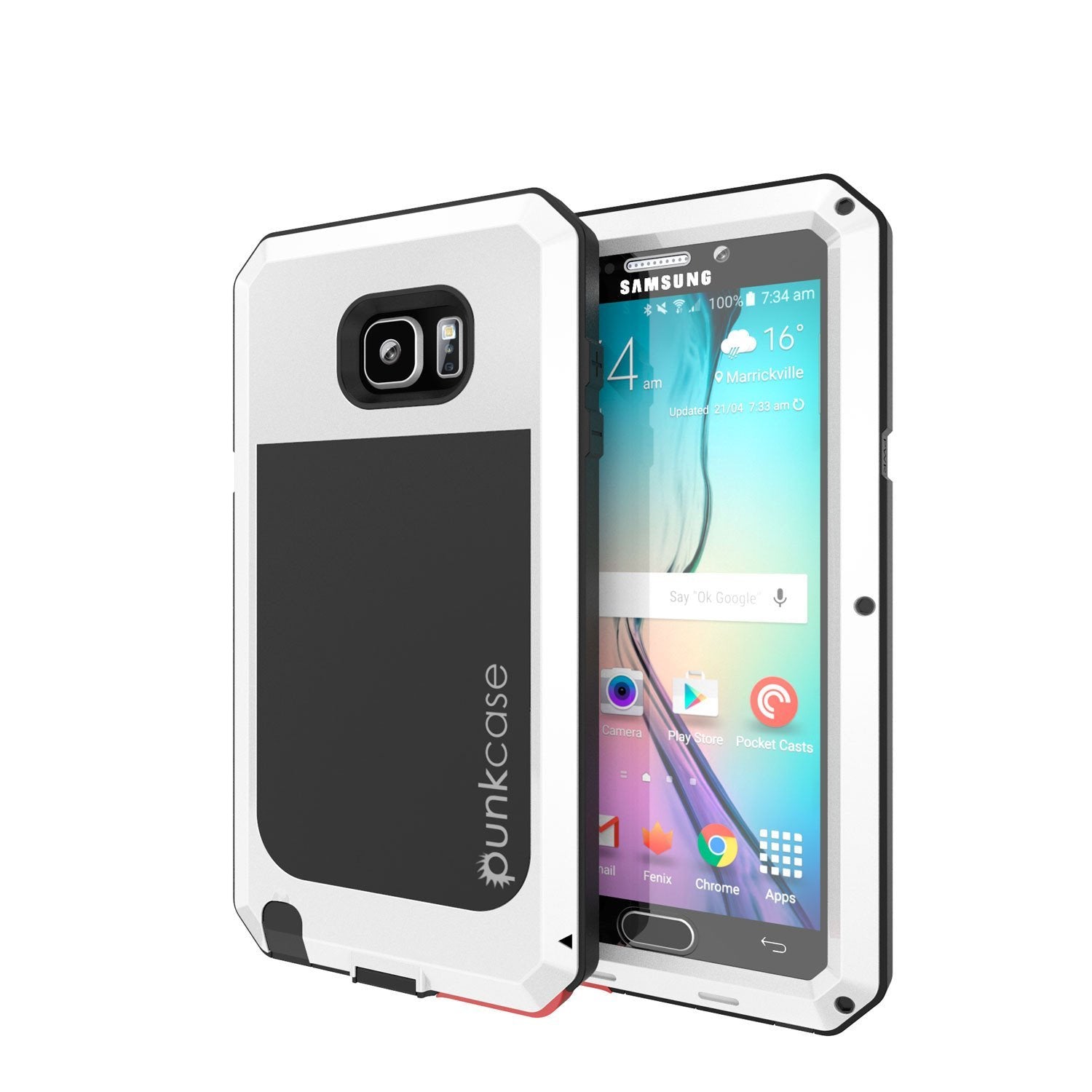 Capa para Note 5, Série METALLIC da Punkcase® BRANCA com VIDRO TEMPERADO | Moldura de Alumínio