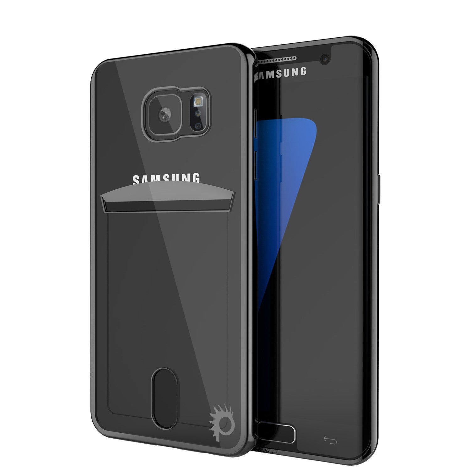 Capa Galaxy S7, Série PUNKCASE® LUCID preta | Slot para Cartão | Protetor de Tela SHIELD | Ajuste Ultra