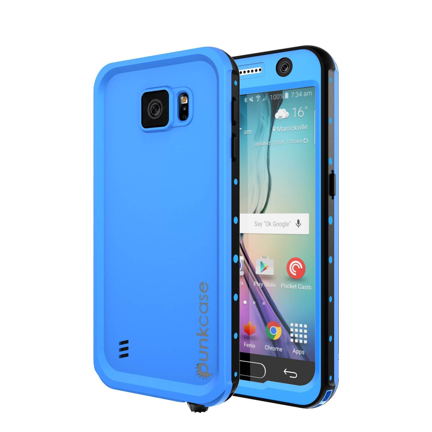 Capa à prova d'água Galaxy S6 PunkCase StudStar Light Blue Fina 6.6ft Subaquática IP68 À Prova de Choque/Sujeira