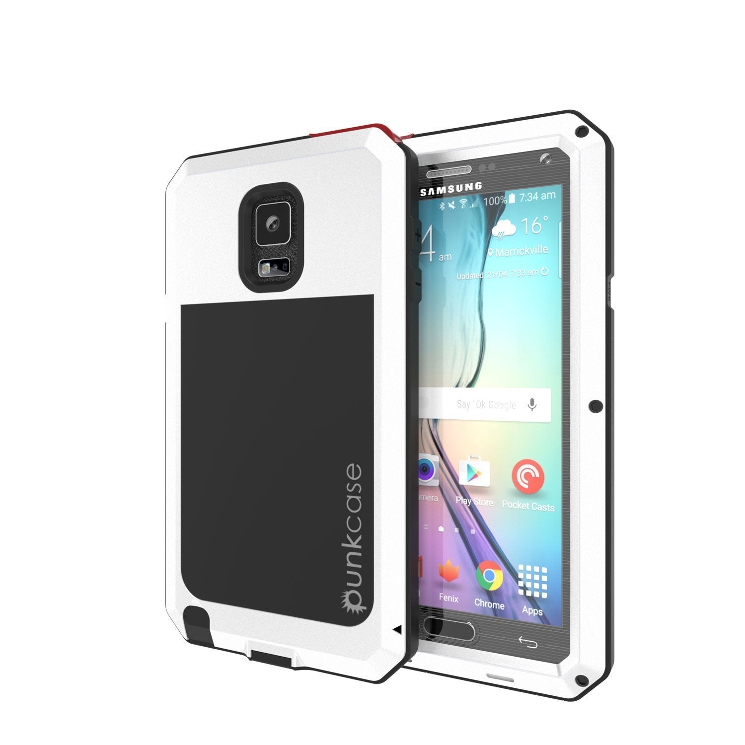 Capa para Note 4, Série METALLIC Punkcase® BRANCA com VIDRO TEMPERADO | Moldura de Alumínio