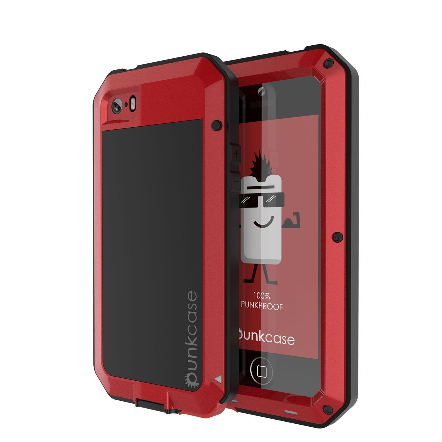 Capa para iPhone SE/5/5s, Série METALLIC vermelha da Punkcase® com VIDRO TEMPERADO | Moldura de alumínio