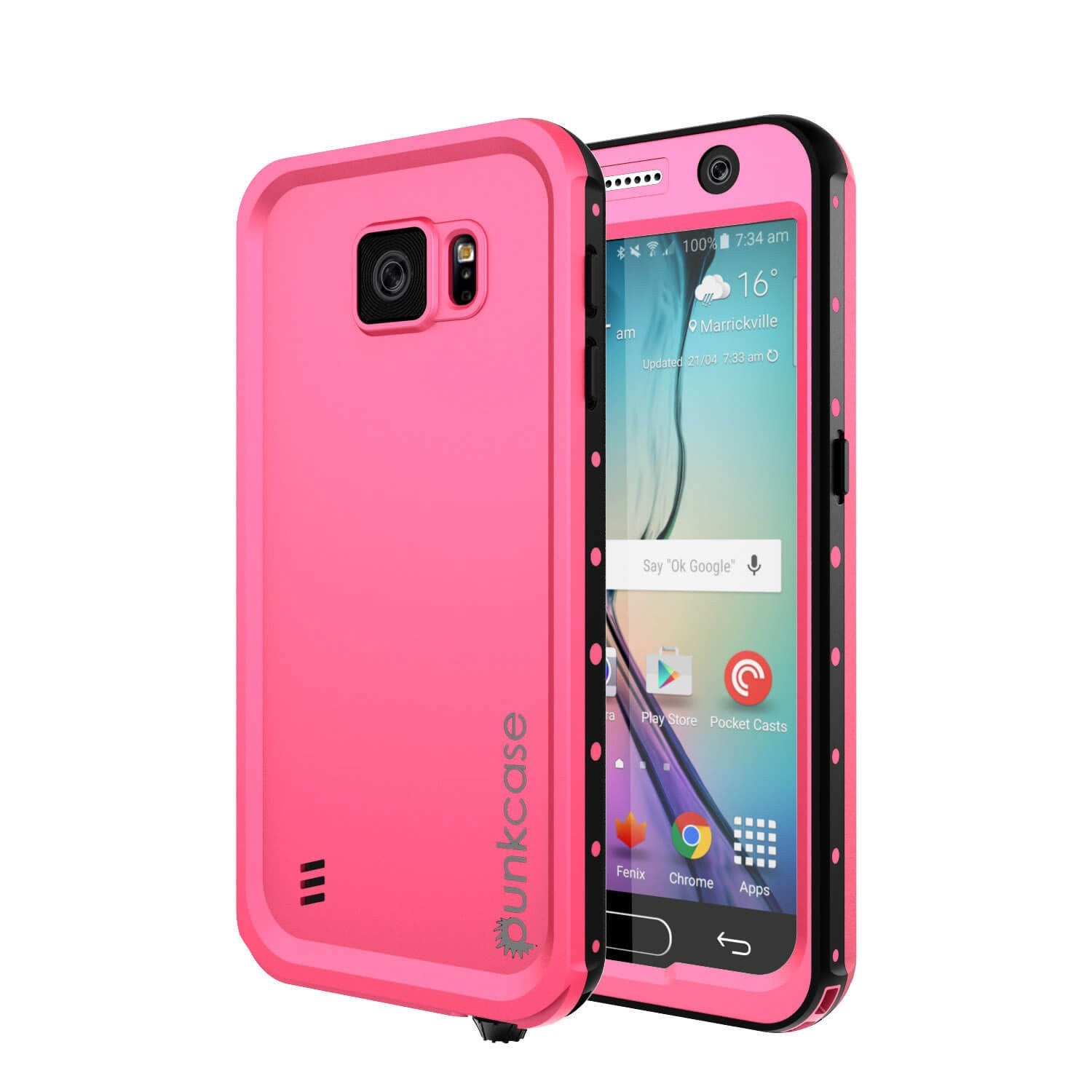 Capa à prova d'água para Galaxy S6 PunkCase StudStar Pink Thin 6.6ft à prova d'água IP68 à prova de choque/sujeira/neve