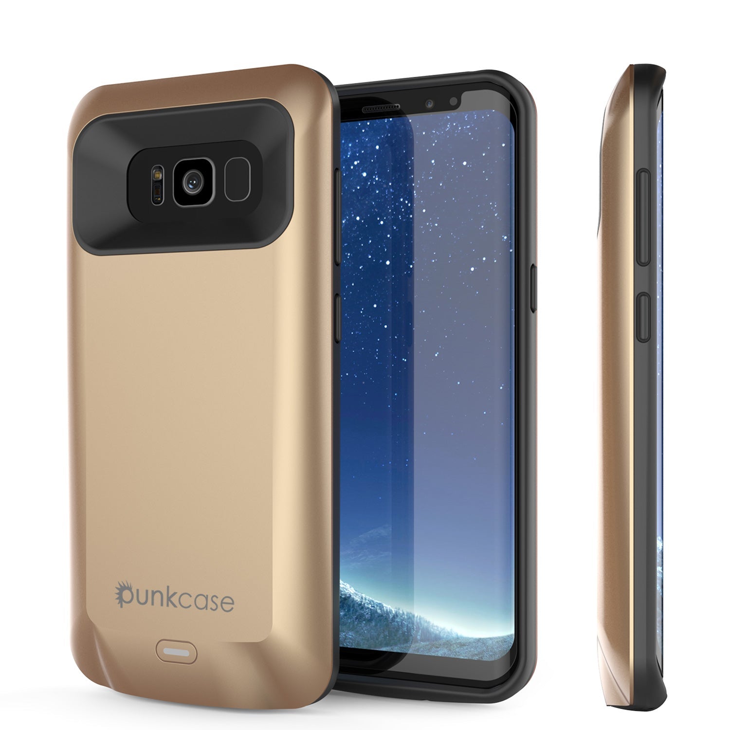 Capa de bateria Galaxy S8, caixa carregadora Punkcase 5000mAH com protetor de tela | Suporte integrado e porta USB | IntelSwitch | [Ouro]