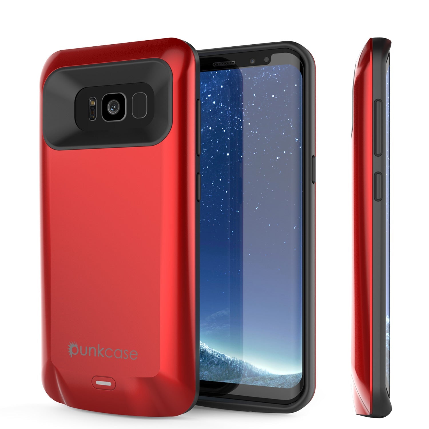 Capa de bateria Galaxy S8, Punkcase 5000mAH Carregador com Protetor de Tela | Suporte Integrado & Porta USB | IntelSwitch [Vermelho]