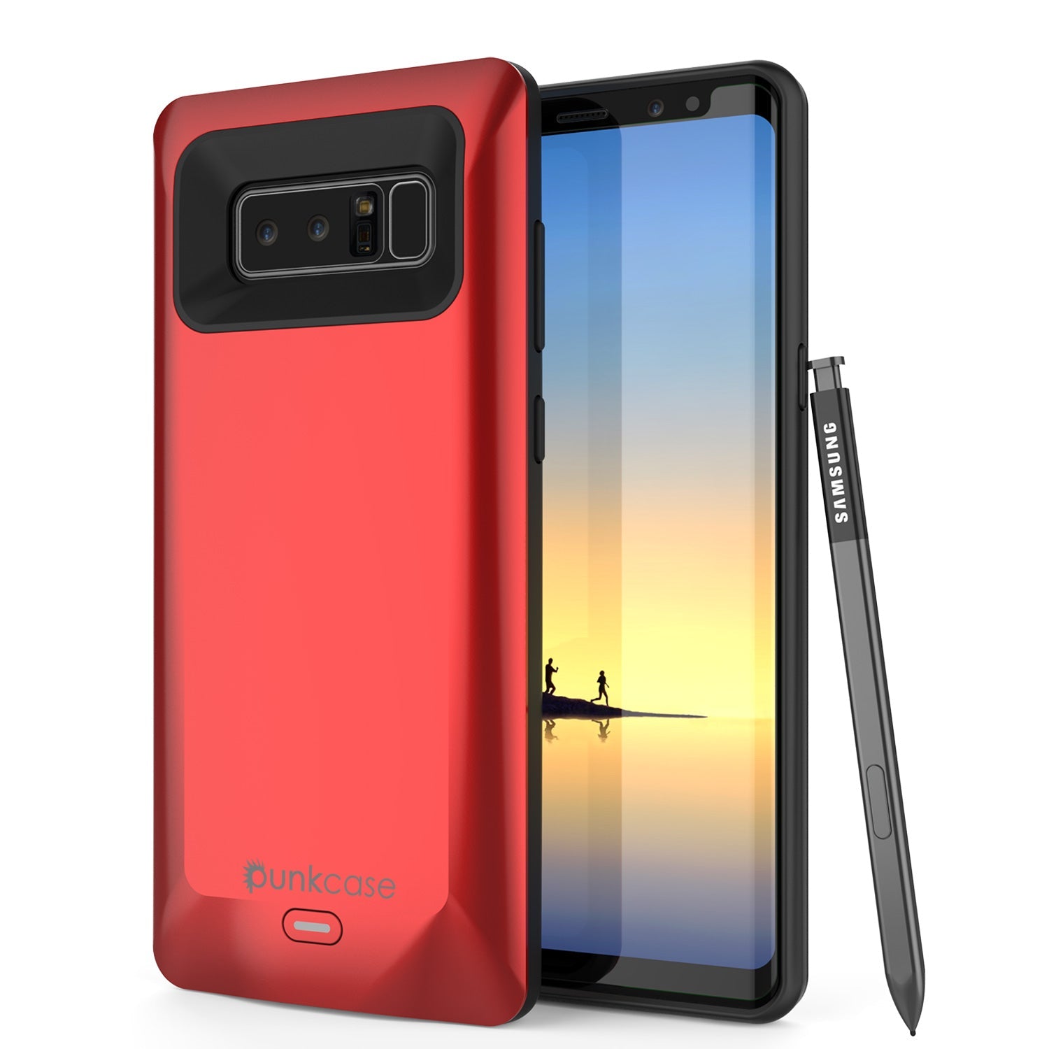 Capa de bateria Galaxy Note 8, Punkcase 5000mAh Case Carregador c/ Protetor de Tela | Porta USB Integrada | IntelSwitch [Vermelho]