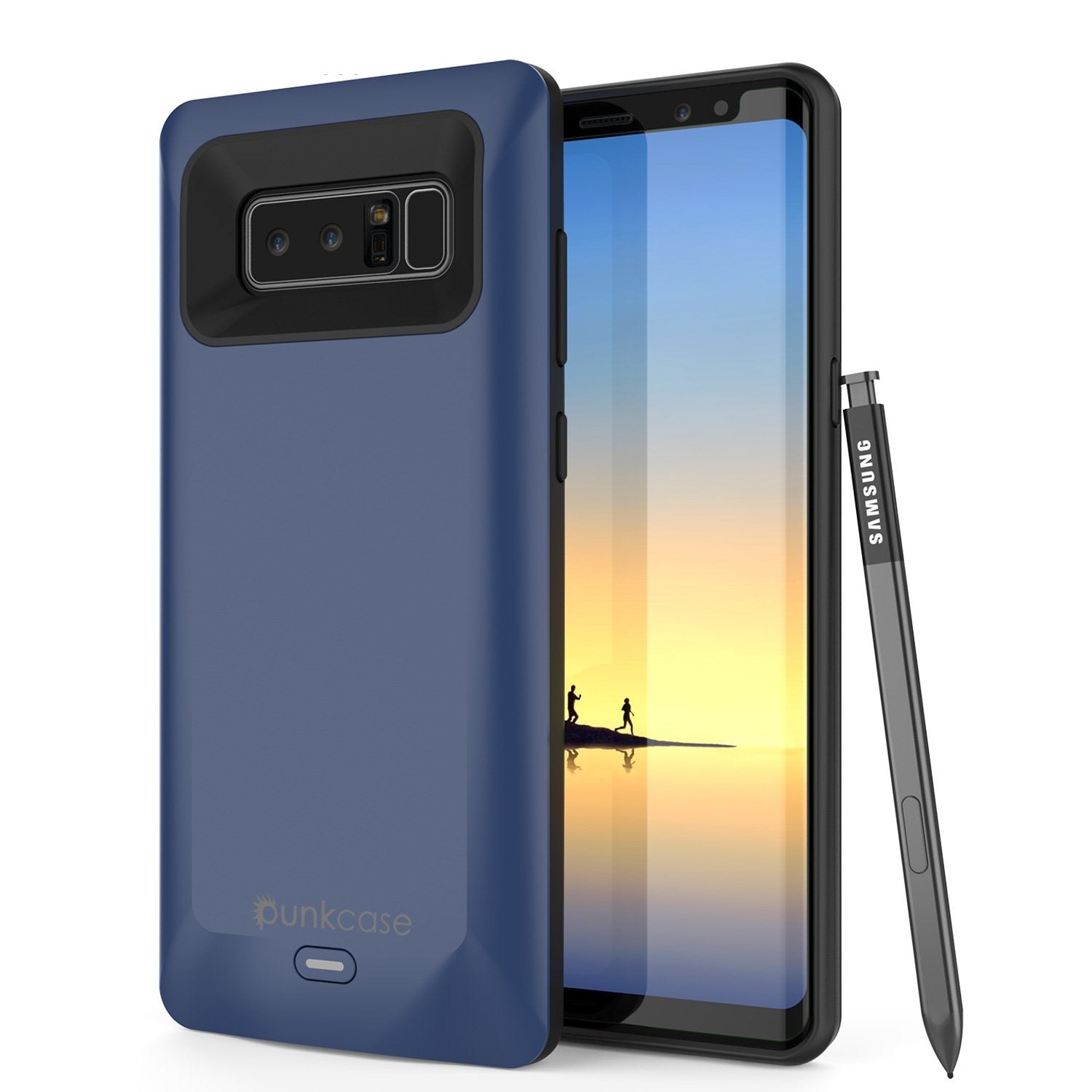 Capa de bateria Galaxy Note 8, estojo carregador Punkcase 5000mAH com protetor de tela | Porta USB integrada | IntelSwitch [Azul]