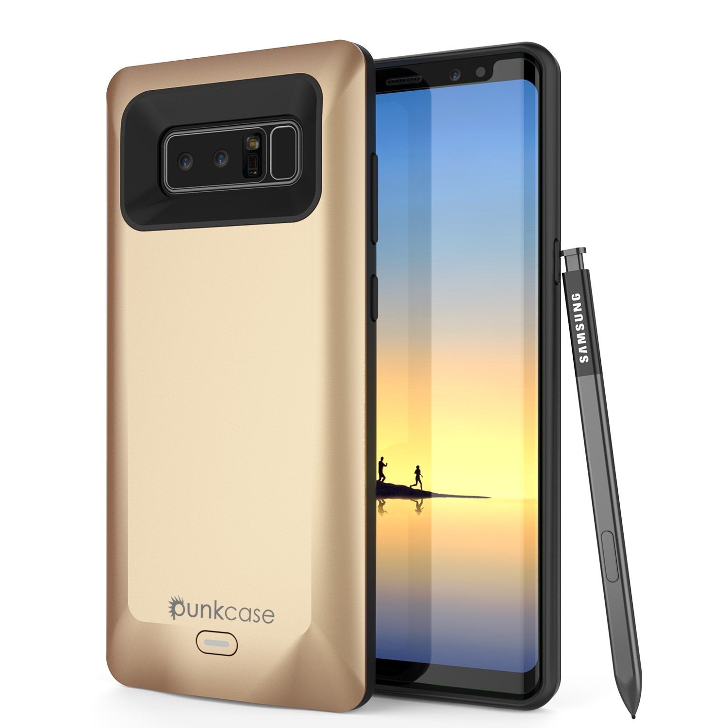 Capa de bateria Galaxy Note 8, Punkcase 5000mAH Caso Carregador com Protetor de Tela | Porta USB Integrada | IntelSwitch [Dourado]