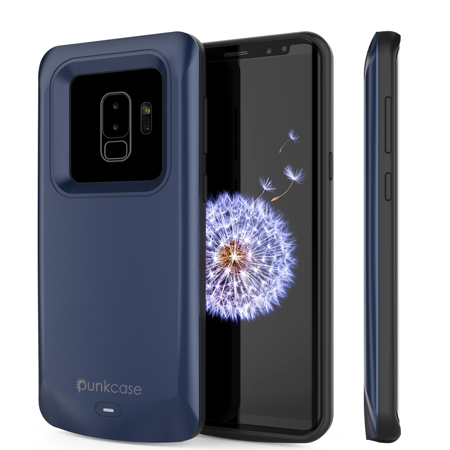 Capa de bateria Galaxy S9 PLUS, PunkJuice 5000mAH Power Bank de carregamento rápido com protetor de tela | Porta USB integrada | IntelSwitch | Fino, seguro e confiável | Adequado para Samsung Galaxy S9+ [Azul-marinho]