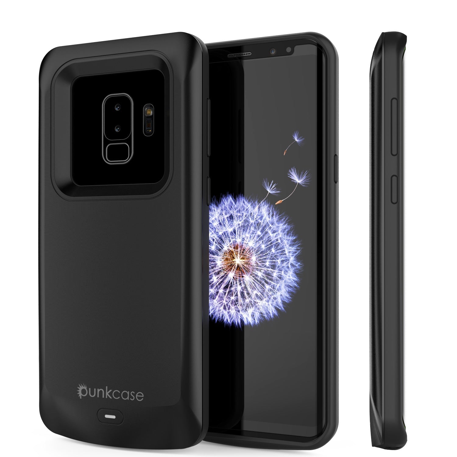 Capa de bateria Galaxy S9 PLUS, PunkJuice 5000mAH Power Bank de carregamento rápido com Protetor de Tela | Porta USB Integrada | IntelSwitch | Fina, Segura e Confiável | Adequada para Samsung Galaxy S9+ [Preto]