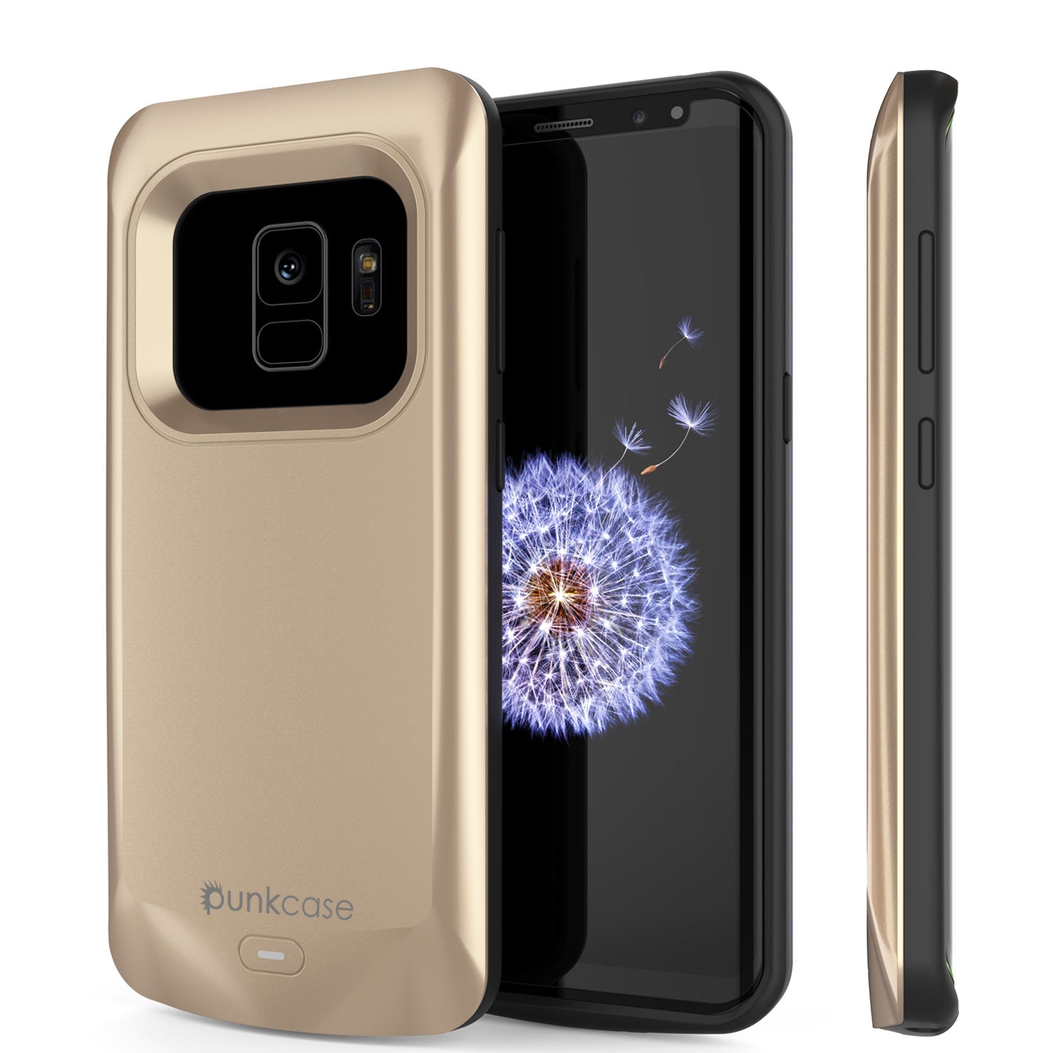 Capa de bateria Galaxy S9, PunkJuice 5000mAH Power Bank de carregamento rápido com protetor de tela | Porta USB integrada | IntelSwitch | Fina, segura e confiável | Adequada para Samsung Galaxy S9 [Ouro]