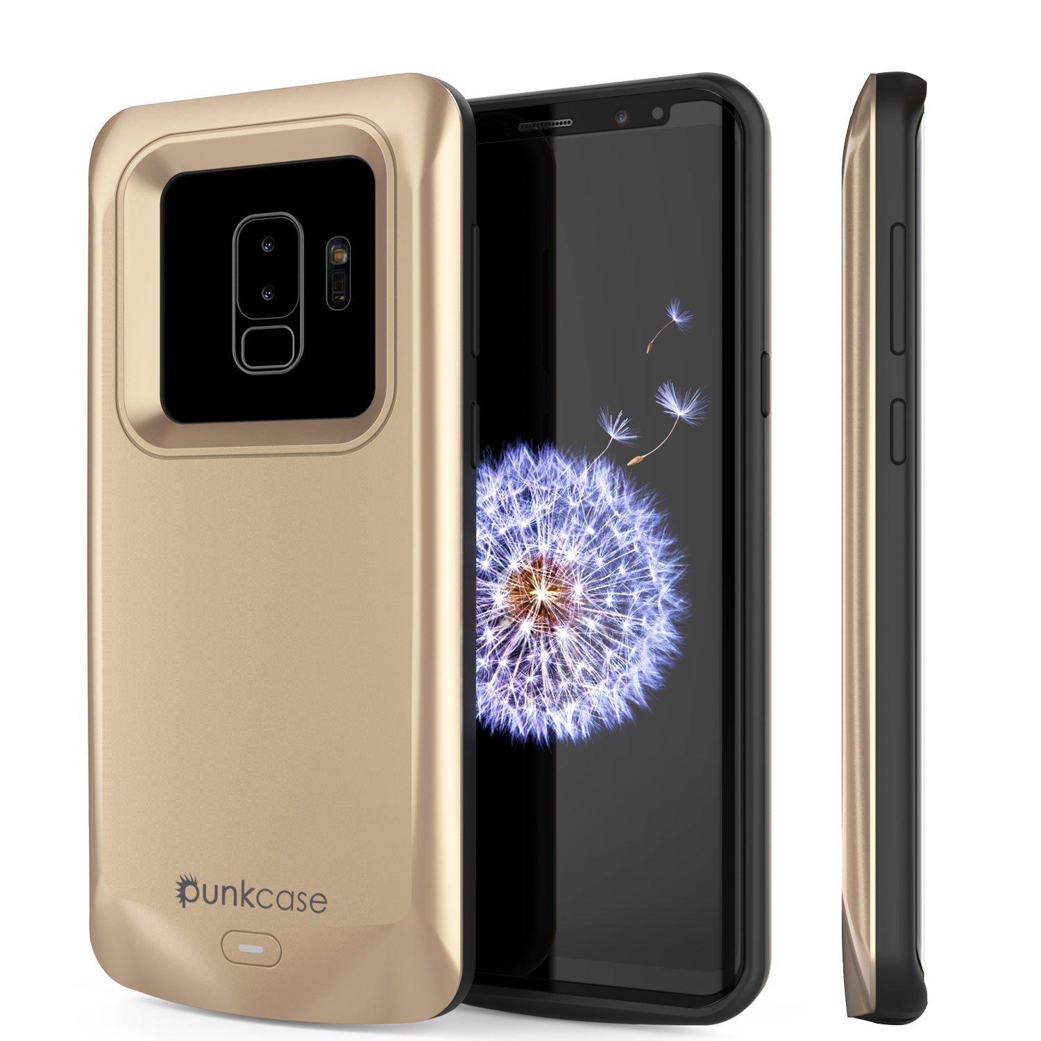 Capa de bateria Galaxy S9 PLUS, PunkJuice 5000mAH Carregador rápido Power Bank com Protetor de Tela | Porta USB integrada | IntelSwitch | Fino, Seguro e Confiável | Adequado para Samsung Galaxy S9+ [Dourado]