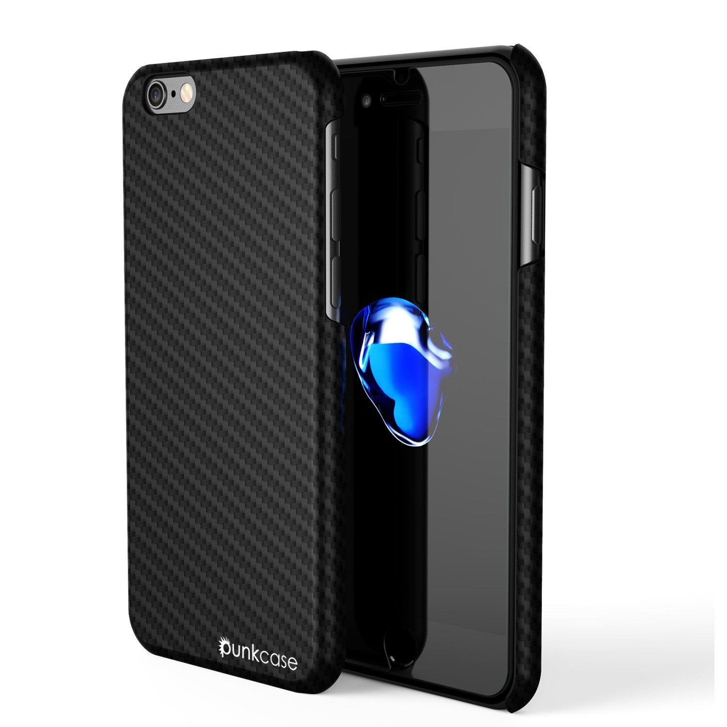 Capa para iPhone 8, Punkcase CarbonShield Jet Black com vidro temperado de 0,3mm