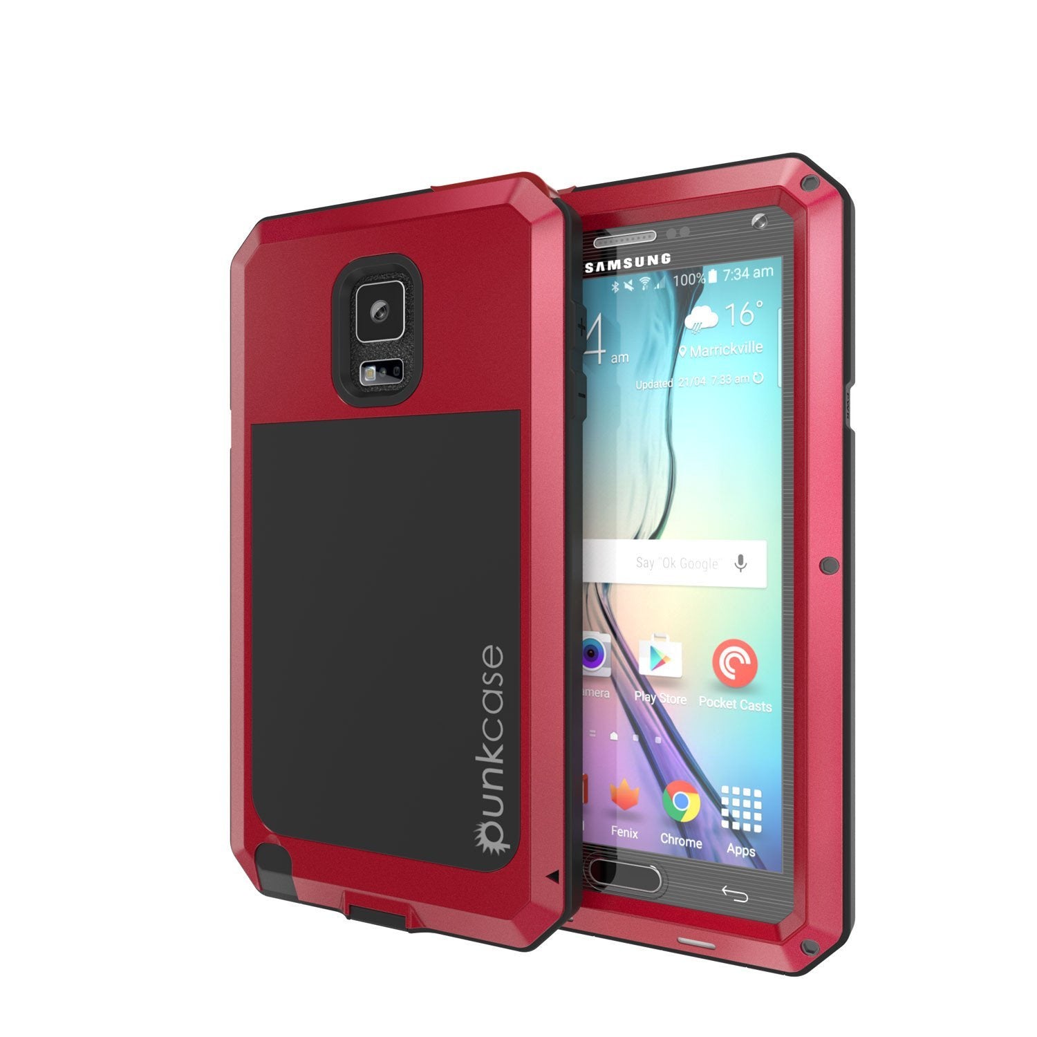 Capa para Note 4, Série METALLIC VERMELHO da Punkcase® com VIDRO TEMPERADO | Moldura de Alumínio